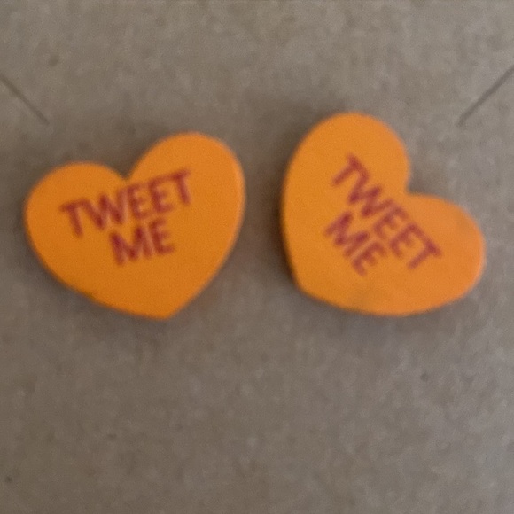 Valentine's Day Purple Confetti Wood Conversation Heart Earrings 1 Set Hand Made - Picture 7 of 8